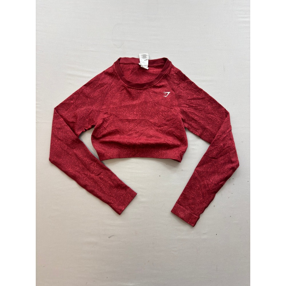 Gymshark Adapt Marl Seamless Long Sleeve Crop Top Red Marl Size XS Activewear